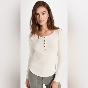 Faherty Legend Rib Gila Henley Women’s Size XS Ribbed Button Top Long Sleeve